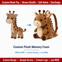 Sac à dos en peluche personnalisé Girafe Dessin animé Coussin en peluche Jouet en peluche souple OEM ODM Sac à dos en peluche sur mesure