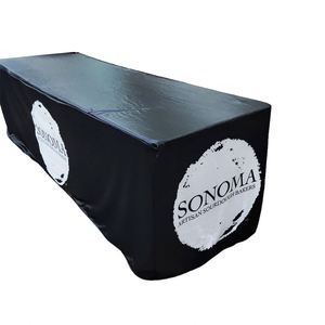 Custom Branded Logo Digital Printed Open Back s Tablecloth Polyester Fitted <b>Table</b> Cover for Market Stall Booth Flags Included - Product Image 2