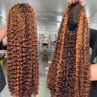 Perruque Highlight Pixie Bouclée Birmane en Cheveux Naturels Bruts HD, Perruque Lace Front Pré-Pluckée en Cheveux Humains, Couleur Piano Mixte, 100% Cheveux Humains Vierges