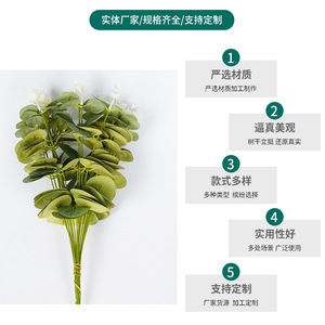 ใบยูคาลิปตัสประดิษฐ์ สีเขียวเข้ม สีขาวขุ่น อุปกรณ์ประกอบฉากงานแต่งงาน สไตล์นอร์ดิก ของตกแต่งบ้าน YJL-32 - Product Image 4