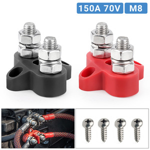 <b>Screw</b> Terminals 2P M6 M8 Brass <b>Nylon</b> Red For Automotive RV Yacht Battery Wiring - Product Image 5