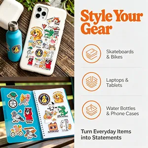 Cartoon Vinyl Stickers Irregular Shape Strong <b>Stickiness</b> for Phone Case Suitcase Laptop Decor Gift Craft Use - Product Image 3