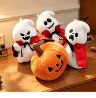 Jouet en peluche d'Halloween : Monstre citrouille, Oreiller araignée et chauve-souris, Poupées en peluche squelette, Petit chat noir, Balai de sorcier, Monstre jouet, Cadeau