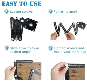 Dingyue OEM/ODM Verstellbares Sechsfach-Lineal aus Aluminium, Multi-Winkel-Messwerkzeug für Heimwerker und Industriebau - Product Image 6