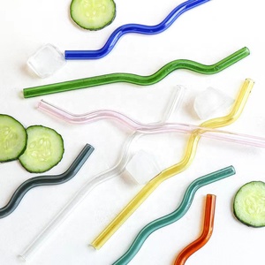 Sinh thái thân thiện cao Borosilicate Kính rơm tái sử dụng lượn sóng kính uống rơm làm bằng tay 8*200mm đa màu lượn sóng thủy tinh rơm - Product Image 5