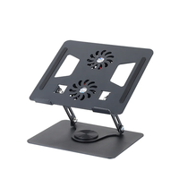 Support de refroidissement pour ordinateur portable en alliage d'aluminium OEM, rotatif à 360 degrés et pliable avec double ventilateur pour tablettes et PC