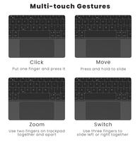 Keyboard Ultra-Tipis untuk iPad Air 13(M3 2025/M2 2024)/iPad Pro 12.9(6,5,4,3) Dengan Trackpad Multi-Sentuh, Keyboard Paduan Aluminium