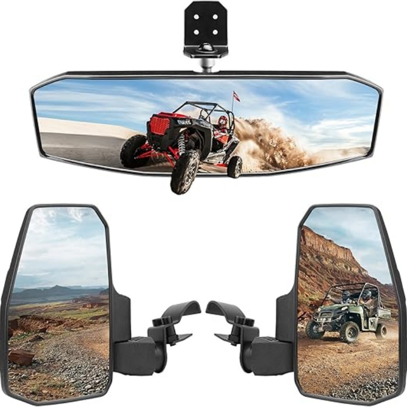 1.75-2 Inch UTV Side Mirrors For Polaris RZR Ranger Yamaha YXZ Rhino & More