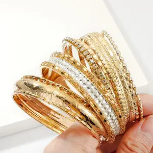 非洲女性时尚合金钻石手链女士多层9件套手链