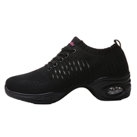 Zapatillas de Jazz de baile moderno 883 para mujer, forro de malla de lona transpirable, plantilla de PU de goma, zapatos de baile informales medianos superiores de encaje