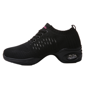 <span class=keywords><strong>Zapatillas</strong></span> de Jazz de <span class=keywords><strong>baile</strong></span> <span class=keywords><strong>moderno</strong></span> 883 para mujer, forro de malla de lona transpirable, plantilla de PU de goma, zapatos de <span class=keywords><strong>baile</strong></span> informales medianos superiores de encaje - Product Image 4