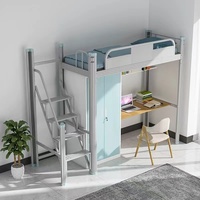 HUIYANG Mobilier Scolaire Lits de Dortoir Superposés en Métal pour Adultes et Étudiants, Lit Mezzanine avec Bureau