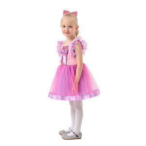 Vestido tutú para niñas, disfraz de princesa de gasa con manga casquillo morado, corte en A, para actuación del Día del Niño - Product Image 4