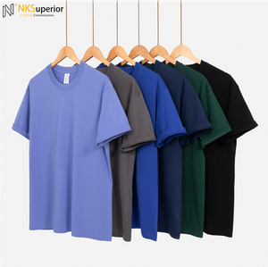 Mùa Hè 230-Gram Nặng Tinh Khiết Cotton Ngắn Tay T-Shirt Cho Nam Giới Với Một Vòng Cổ Và Lỏng Lẻo Rắn Màu Cơ Sở Lớp - Product Image 3