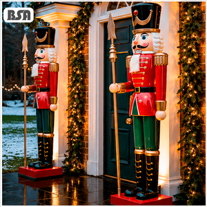 <span class=keywords><strong>Soldado</strong></span> Cascanueces Gigante de Fibra de Vidrio BSA con Lanza, Escultura de Resina de Tamaño Real, Estatua de Cascanueces Navideña para Exteriores, Entrada de Hotel - Product Image 1