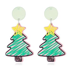 2025 nuevos pendientes de joyería de Navidad pendientes de gota de resina 3D impreso árbol de Navidad Santa Claus acrílico pendientes de fiesta de moda - Product Image 2