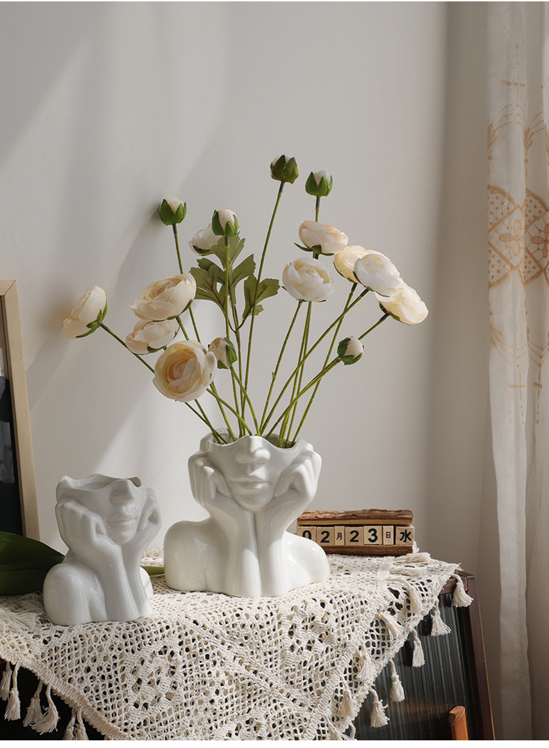 Nordic  home ceramic vase living room decoration handicraft ornaments simulation human body vase  flower pot arrangement