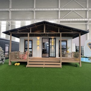 บ้านคอนเทนเนอร์แบบขยายได้พร้อมระเบียงหลังคาทรง<span class=keywords><strong>จั่ว</strong></span> โครงสีดำ ขนาด 20 ฟุต หน้าต่างแบบตาข่าย พร้อมใช้งานสำหรับเช่าพักผ่อน - Product Image 2