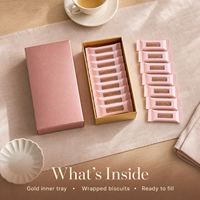 Boîte à tiroir en papier métallisé or rose personnalisée avec séparateur pour emballage cadeau de barres chocolatées longues et biscuits