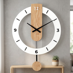 Simple Nordic Modern Solid Wood Silent <b>Swing</b> Digital Needle Single Face Hanging Living Room <b>Bedroom</b> Personality Creative - Product Image 4