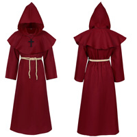 Robes de moine médiéval Costumes de prêtre Costumes de cosplay de pasteur Costumes d'Halloween