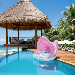 Pvc <b>Inflatable</b> Water <b>Float</b> Double Ring With Seat And Sunshade For Child Swimming Pool Use - Product Image 3