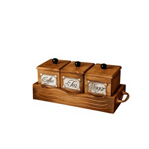 Bocaux à épices en bois faits à la main avec couvercles à clapet, hermétiques, compatibles lave-vaisselle, réchauffables, pour la conservation des aliments dans la cuisine, style traditionnel - Product Image 5
