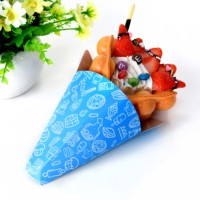 Cônes à glace jetables en papier pour gaufres aux œufs, personnalisés avec le logo de la marque, en matériaux recyclés, sans danger pour les aliments, porte-crêpes