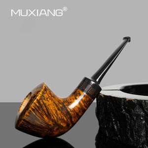 Muxiang Dublin Briar Wood Pipe Straight Type Gold Glossy Surface Tobacco Pipe For Men Smoking - Product Image 4