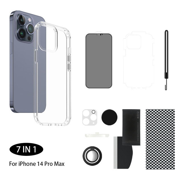 FTSJ Unbreakable 7in1 Privacy Tempered Glass Screen Protector Case Set Full Body Protection for iPhone Mobile