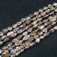 Chaîne de perles d'eau douce Keshi de couleur naturelle de 13 à 16 mm