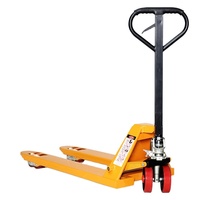 Chariots hydrauliques jaunes d'une capacité de 3000 kg avec roues de transport à entraînement manuel