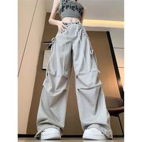 Pantalon cargo sport uni pour femme, nouveau style, taille haute, coupe ample, jambe large, séchage rapide, idéal été