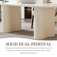 Table à manger ovale en crème pour 4 à 6 personnes, ensemble de table à manger moderne pour la maison, le salon, le restaurant