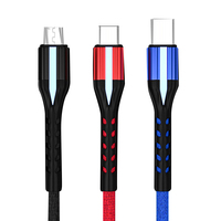 ذكي خارج السلطة كابل شحن/قطع السيارات الطاقة الذكية LED usb c كابل ل فون مايكرو 8pin c كابل يو اس بي
