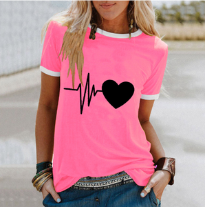 بيع بالجملة جودة عالية وللنسوة تي شيرت قطن طباعة نمط مخصص للزوجين طباعة رسالة مطابقة قمم عيد الحب بلوزة - Product Image 6