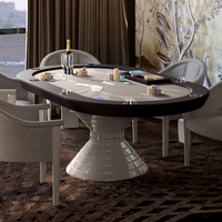 Table de poker ovale en flanelle artisanale haut de gamme italienne, jeux de jetons de luxe multijoueurs pour le divertissement en club