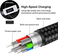 Lot de 2 câbles USB tressés en nylon 3A de 4 pieds, adaptateur de charge rapide de type C compatible avec les écouteurs de charge multi-appareils.