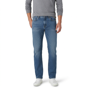 Pantalones Vaqueros Rectos de Hombre, Corte Slim, Cintura Elástica, Color Caqui, Transpirables, Estilo Casual Urbano, para Primavera, Verano e Invierno - Product Image 1