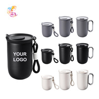 Mug de bureau en acier inoxydable 316 ZP en stock, gobelet de voyage portable avec poignée et corde, tasse à eau isotherme à boire directement, cadeau