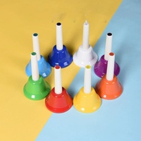 Instrument de percussion pour enfant en gros, clochettes à main en plastique colorées arc-en-ciel à 8 notes, instrument de musique