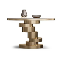 Table console géométrique en métal empilable, table d'appoint de luxe en marbre et acier pour salon ou appartement, pour le thé ou le café