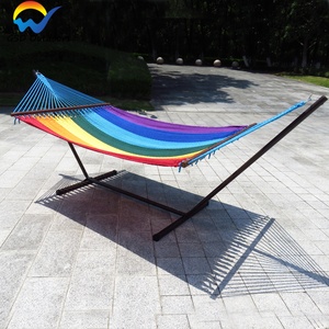 Godsword vườn Patio đôi Võng với spreader bar ngoài trời xách tay bông dây cầu vồng Lưới Võng với gỗ spreader - Product Image 5