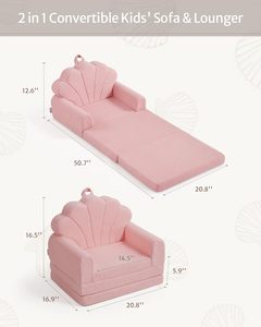 Sofá <span class=keywords><strong>Infantil</strong></span> 2 en 1, Sofá <span class=keywords><strong>Plegable</strong></span> Suave para Niños Pequeños, Silla Cómoda para Niños Pequeños, Sofá Convertible en <span class=keywords><strong>Tumbona</strong></span> - Product Image 2