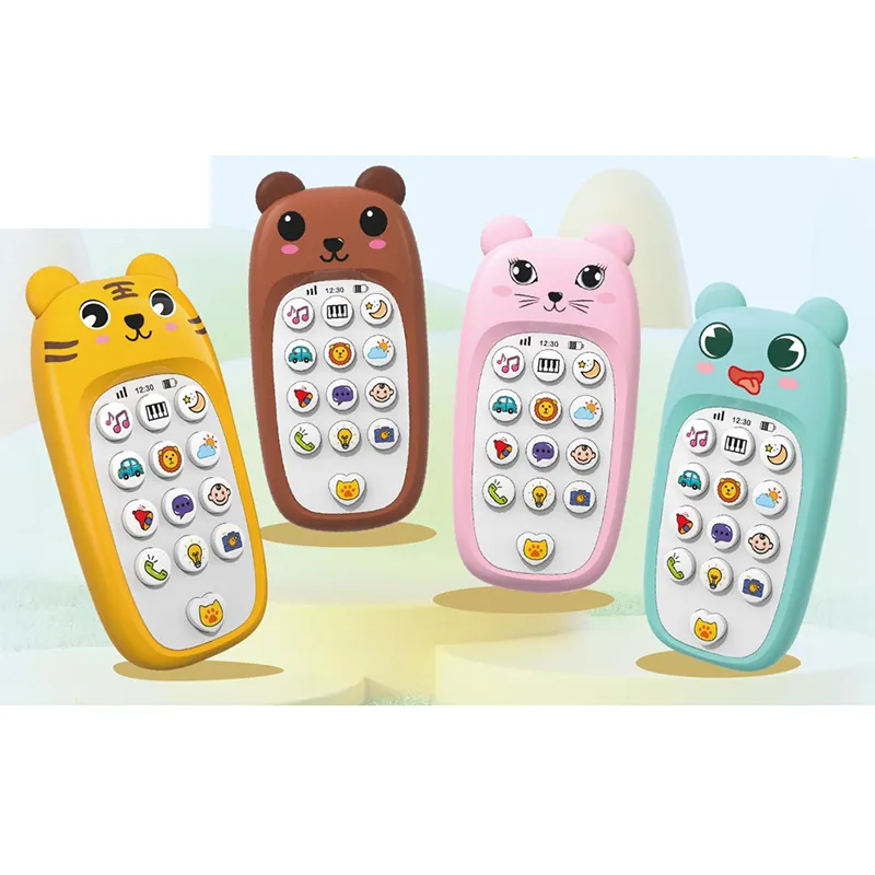 Felisu Cartoon rabbit silicone case musical baby kids electric toy mobile smart cell phone