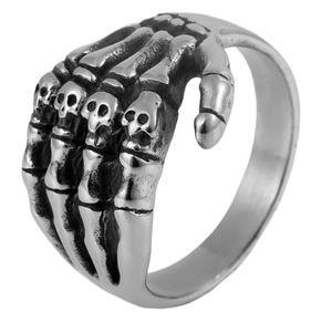 Yunnique – bague en forme de main squelette, couleur or et acier, bijoux de style Punk pour hommes, cadeau - Product Image 5