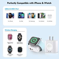 Cargador HYTO para Apple Watch, Inalámbrico Magnético de 23W, Doble Puerto (USB-C+USB-A), Bloque de Carga Rápida de Pared, Enchufe de Viaje, Cargador para iWatch