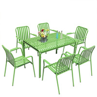 Ensemble de jardin en alliage d'aluminium vert matcha, table à manger imperméable, chaise en métal pour balcon, villa, cour, salon de thé, café