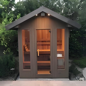 Sauna électrique moderne à vapeur infrarouge en bois massif de pruche/cèdre rouge avec fonction de vapeur humide pour la relaxation de la villa - Product Image 4