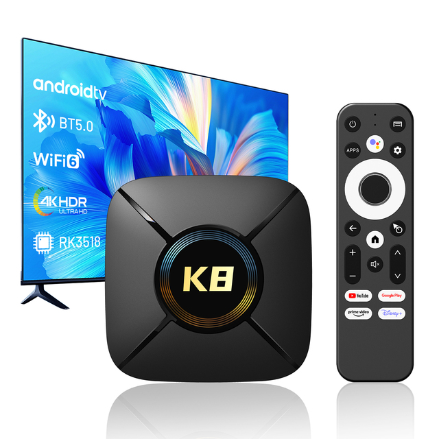 Wholesale New Arrival K8 MINI Tv Box 4k Smart Dual Band Wifi 6 Android Box Set-Top Box With Voice Remote Control